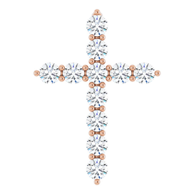14K Rose Gold 3/8 CTW Lab-Grown Diamond Cross Pendant