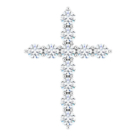 14K White 3/8 CTW Lab-Grown Diamond Cross Pendant