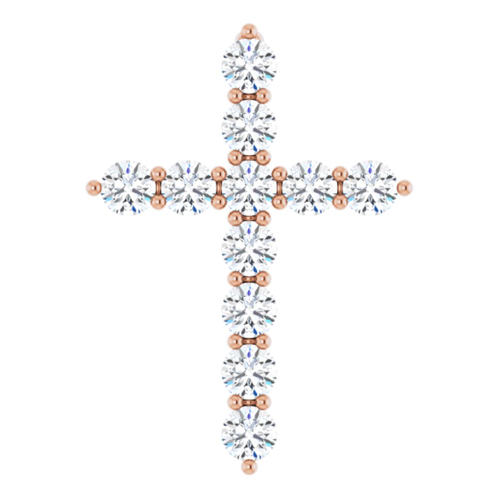 14K Rose 3/8 CTW Lab-Grown Diamond Cross Pendant