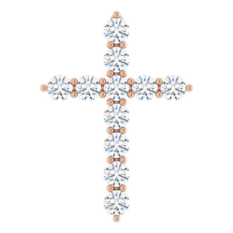 14K Rose 3/8 CTW Lab-Grown Diamond Cross Pendant