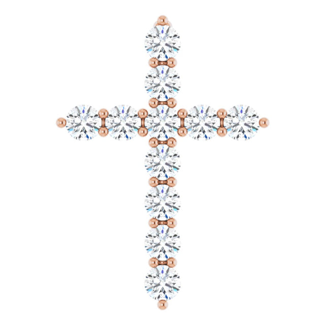 14K Rose 3/8 CTW Lab-Grown Diamond Cross Pendant