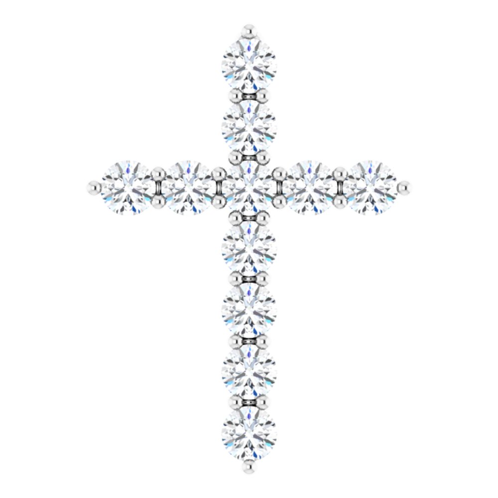 14K White 3/8 CTW Lab-Grown Diamond Cross Pendant