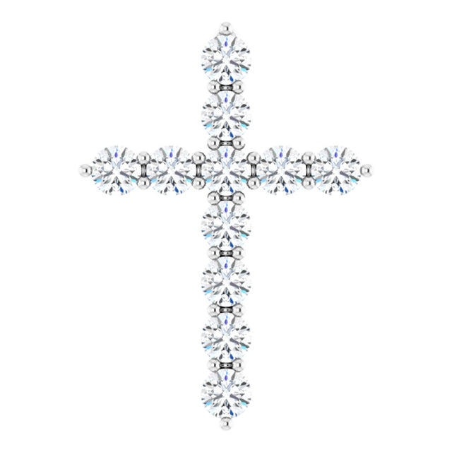 14K White 3/8 CTW Lab-Grown Diamond Cross Pendant