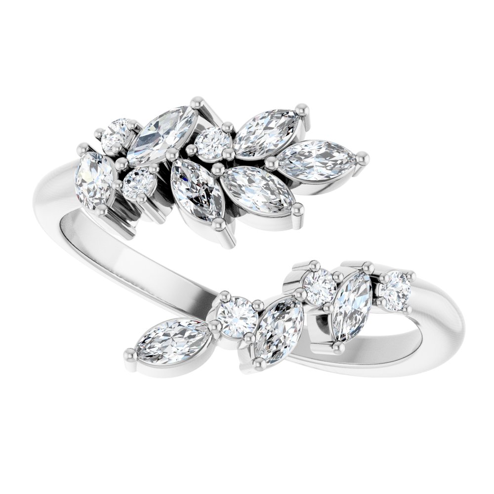 14K White Gold 1/2 CTW Natural Diamond Bypass Ring