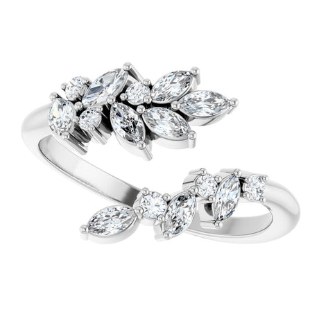 14K White Gold 1/2 CTW Natural Diamond Bypass Ring