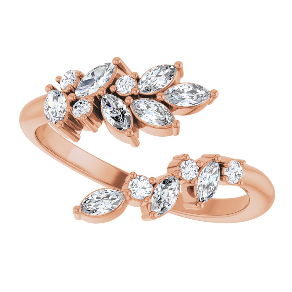 14K Rose Gold 1/2 CTW Natural Diamond Bypass Ring