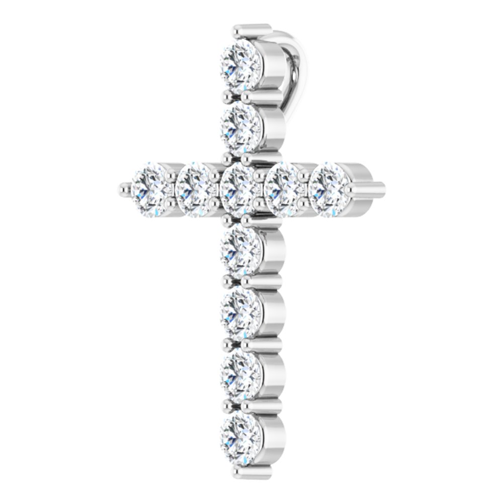 14K White 3/8 CTW Lab-Grown Diamond Cross Pendant