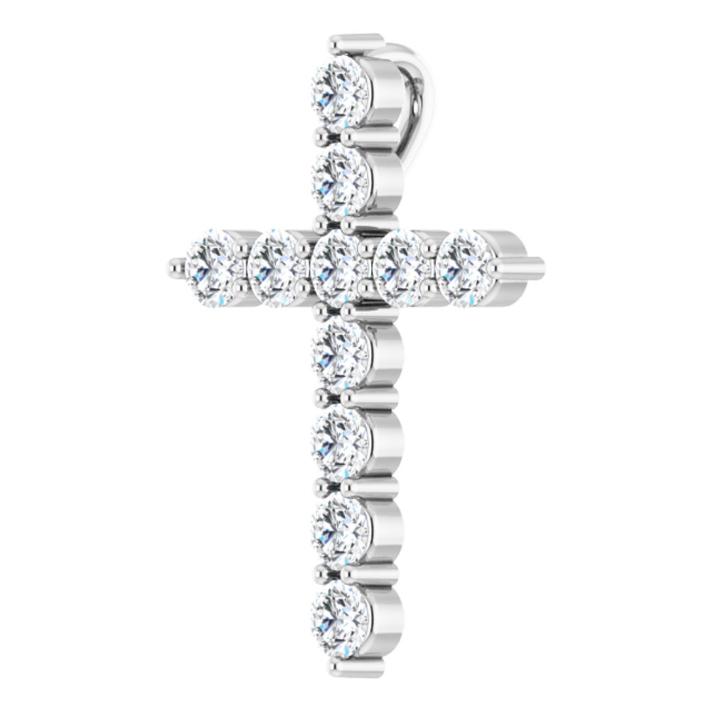 14K White Gold 3/8 CTW Natural Diamond Cross Pendant
