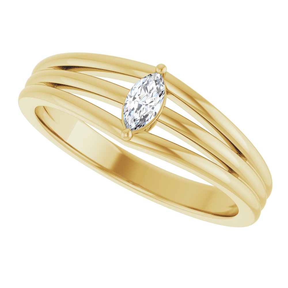 14K Yellow 1/8 CT Natural Diamond Geometric Ring