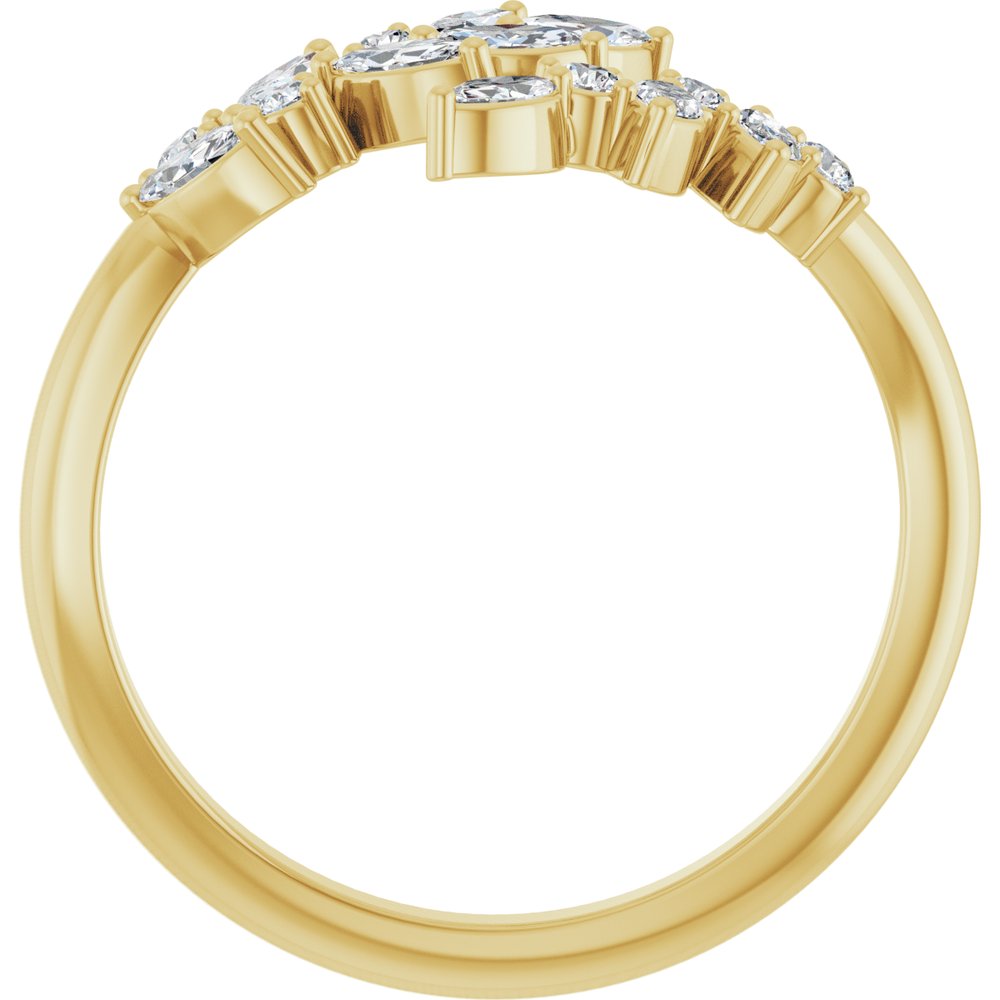 14K Yellow 1/2 CTW Natural Diamond Bypass Ring