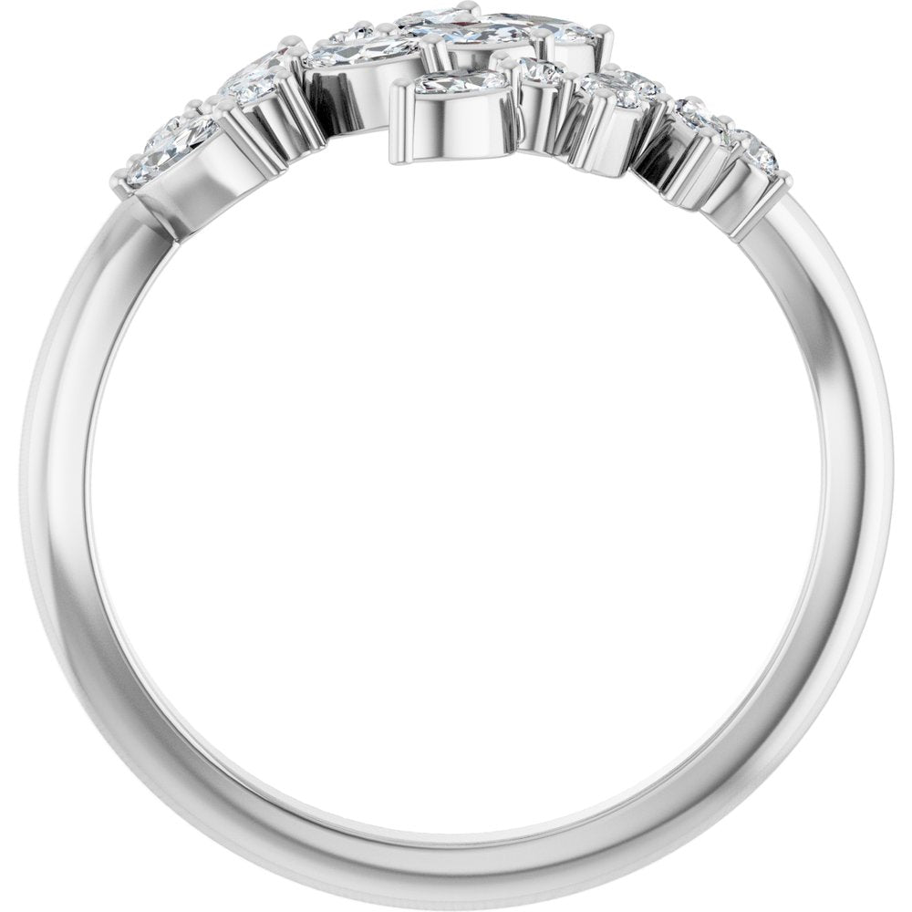 Platinum 1/2 CTW Natural Diamond Bypass Ring