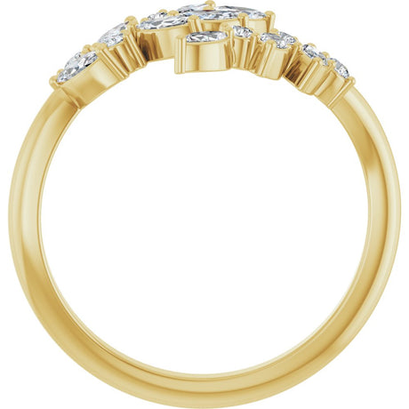 14K Yellow Gold 1/2 CTW Natural Diamond Bypass Ring