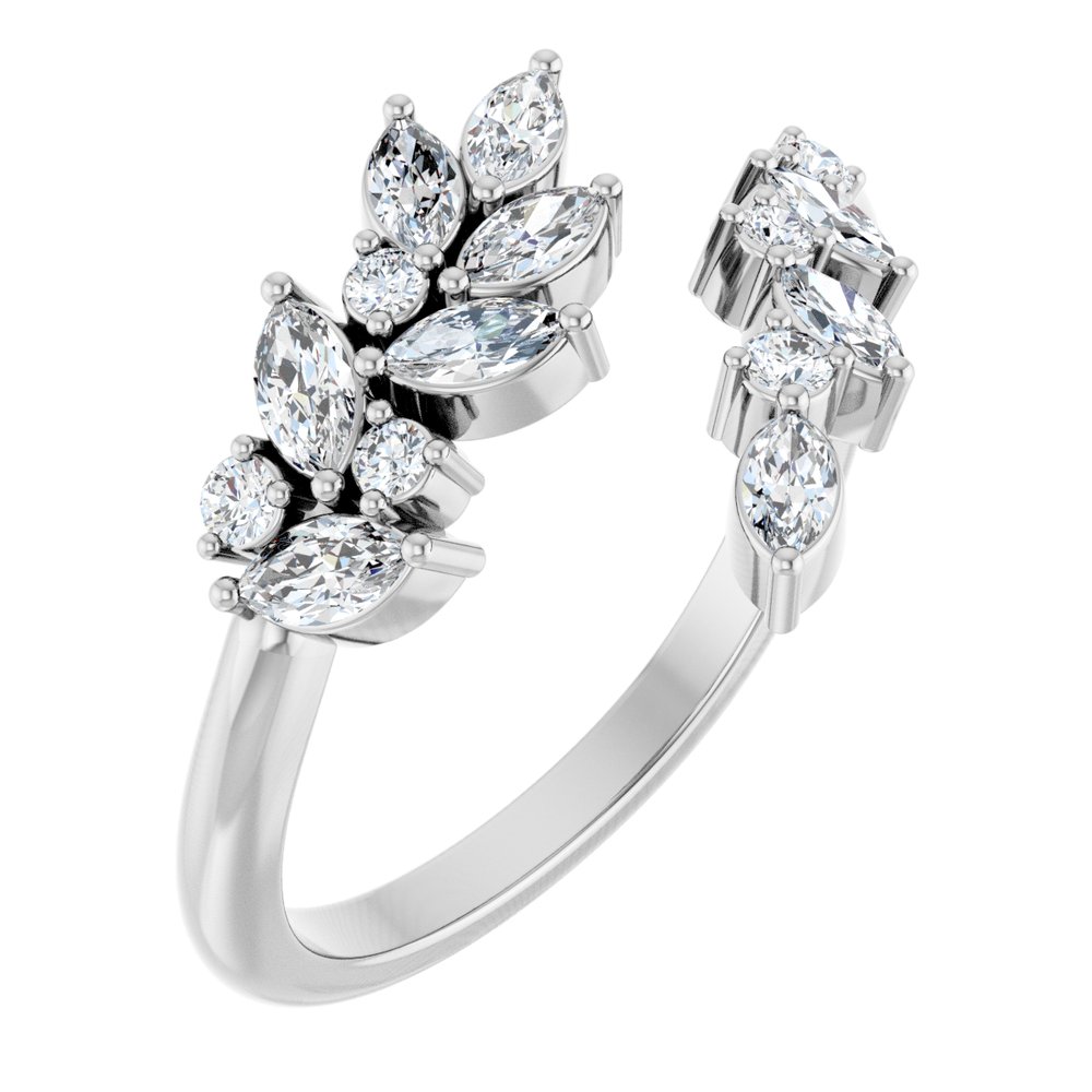 14K White Gold 1/2 CTW Natural Diamond Bypass Ring
