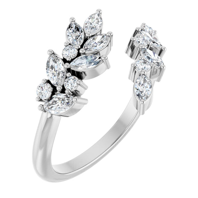 14K White Gold 1/2 CTW Natural Diamond Bypass Ring