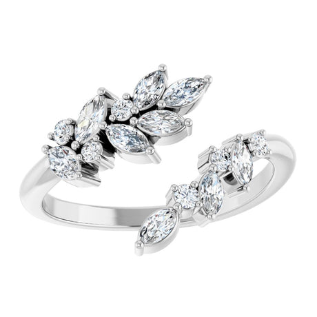 14K White 1/2 CTW Natural Diamond Bypass Ring