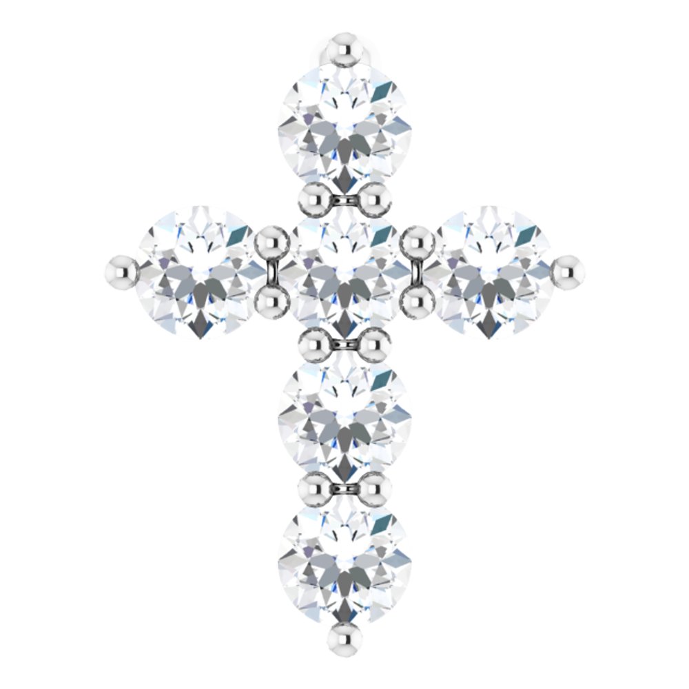 14K White 1/4 CTW Lab-Grown Diamond Cross Pendant