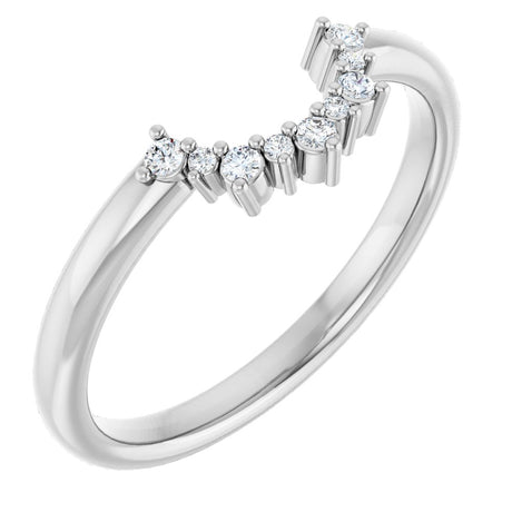 14K White Gold .07 CTW Natural Diamond Contour Band
