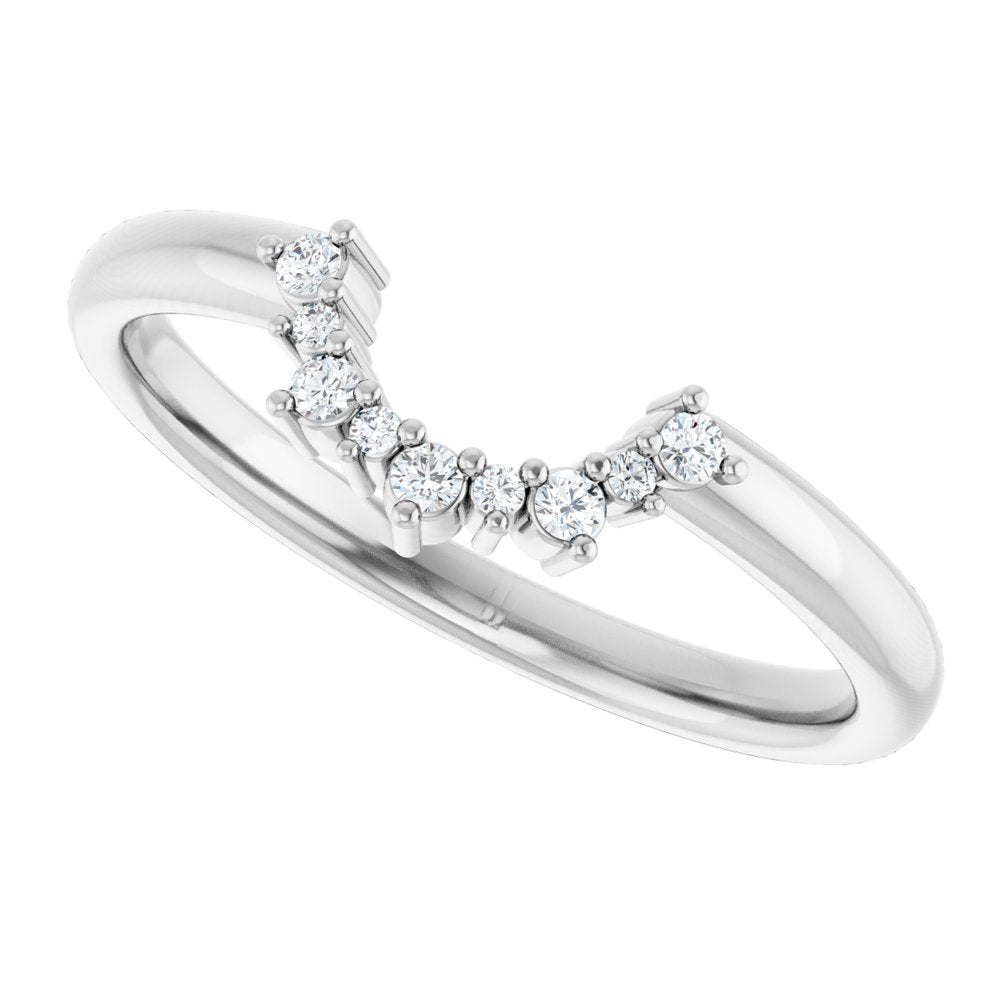 14K White .07 CTW Natural Diamond Contour Band