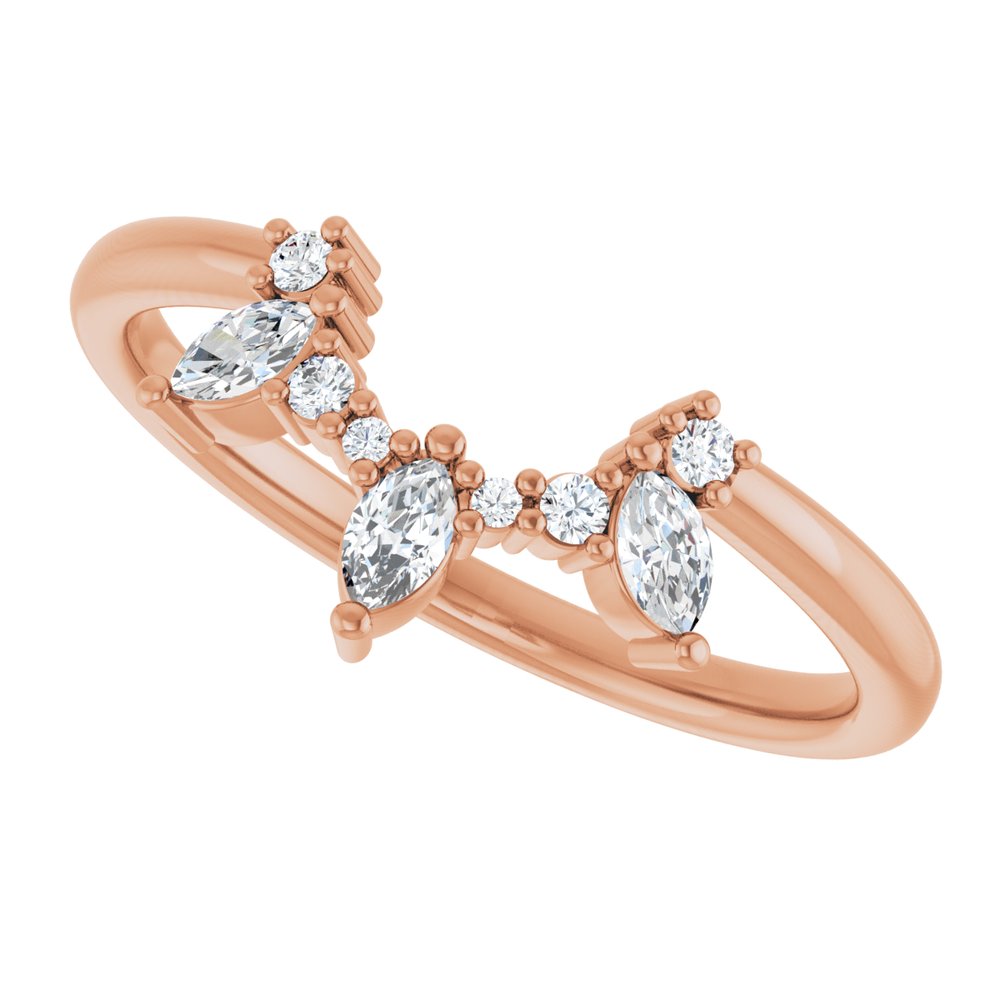 14K Rose Gold 1/5 CTW Natural Diamond Contour Band