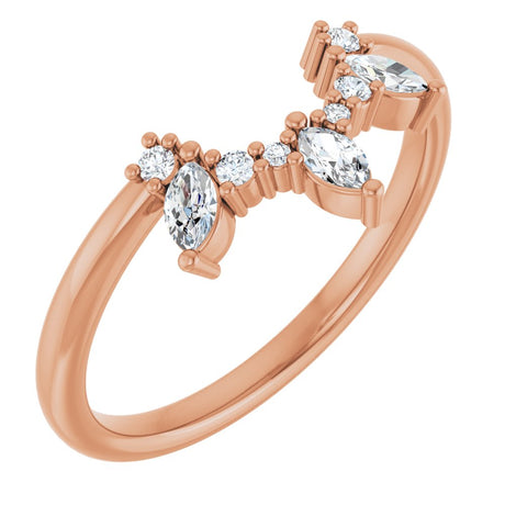 14K Rose Gold 1/5 CTW Natural Diamond Contour Band