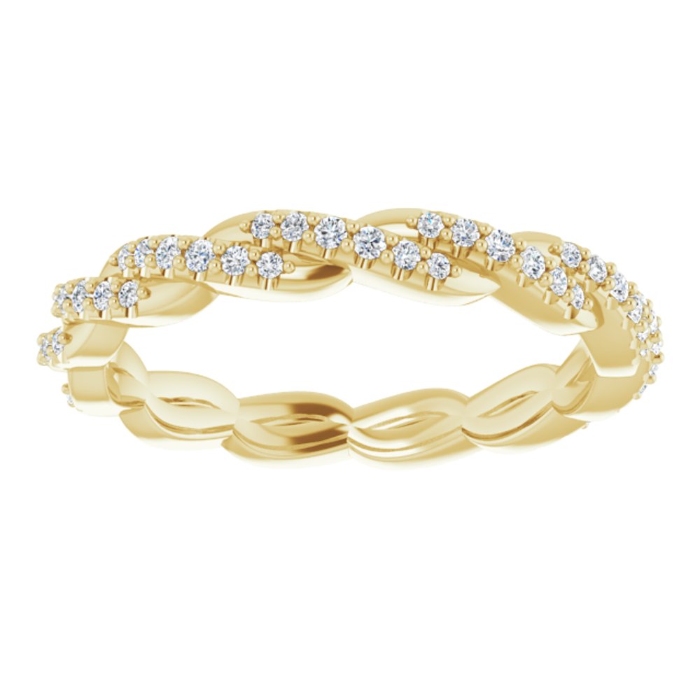 14K Yellow 1/4 CTW Natural Diamond Twisted Eternity Band Size 7