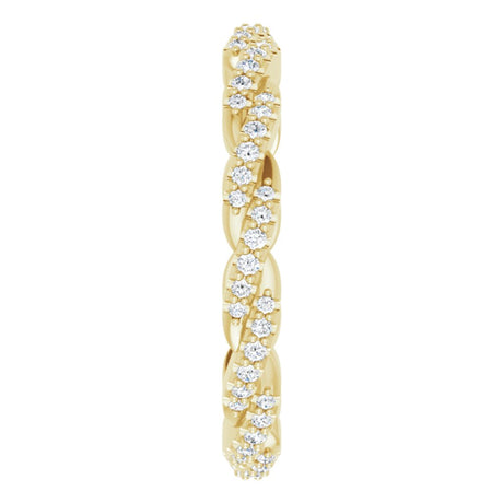 14K Yellow 1/4 CTW Natural Diamond Twisted Eternity Band Size 7