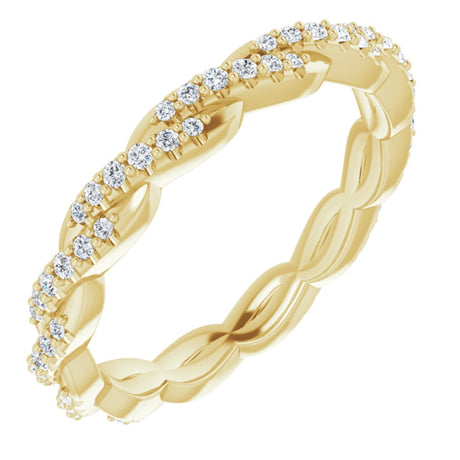 14K Yellow 1/4 CTW Natural Diamond Twisted Eternity Band Size 7