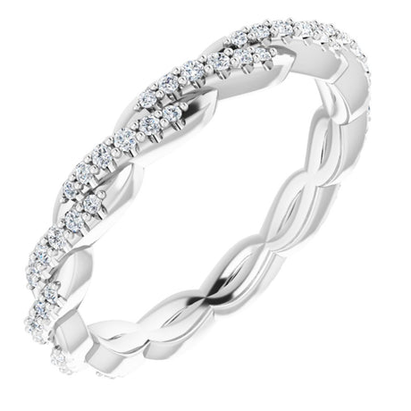 14K White 1/5 CTW Natural Diamond Twisted Eternity Band Size 4.5