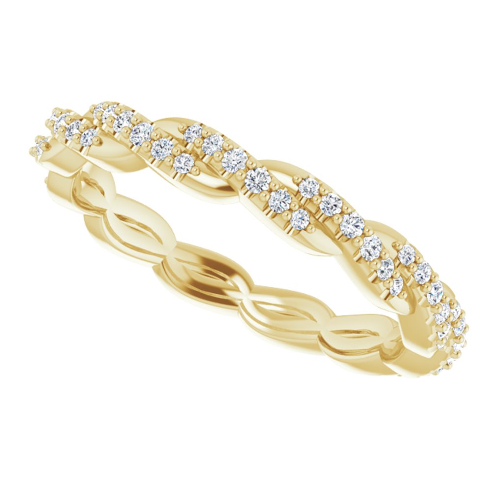 14K Yellow 1/4 CTW Natural Diamond Twisted Eternity Band Size 7