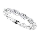 14K White 1/4 CTW Natural Diamond Twisted Eternity Band Size 7