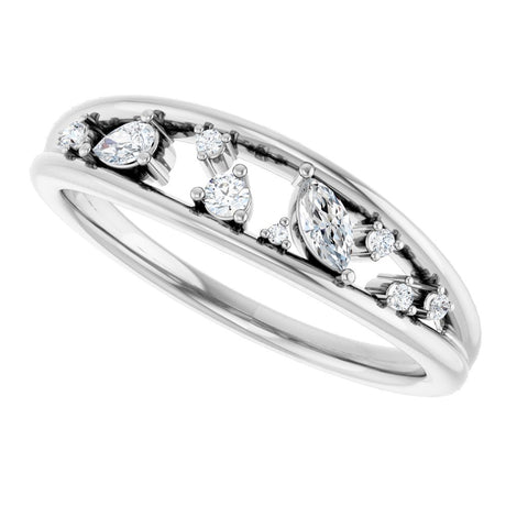 14K White Gold 1/6 CTW Natural Diamond Negative Space Ring