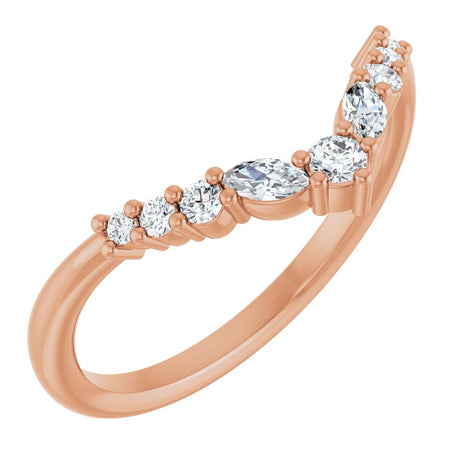 14K Rose Gold 1/5 CTW Natural Diamond Contour Band