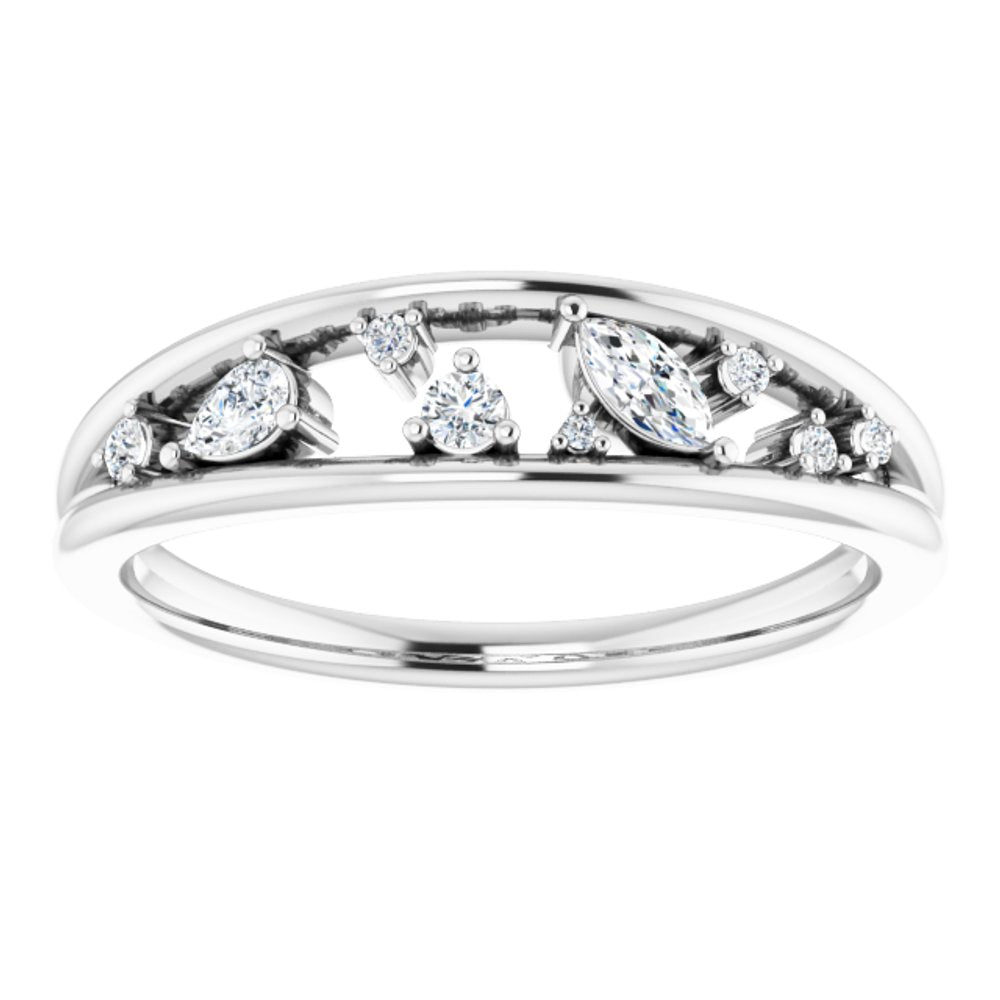 14K White 1/6 CTW Natural Diamond Negative Space Ring