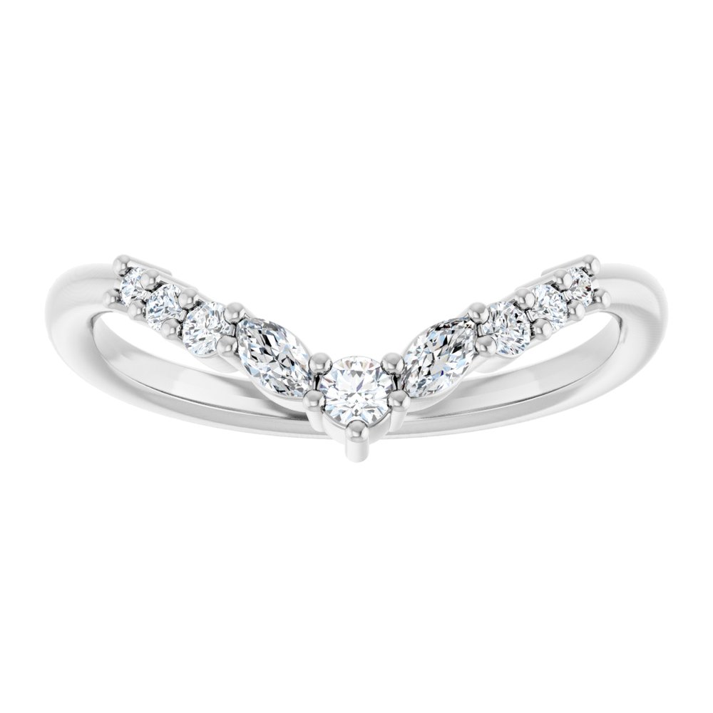 14K White 1/5 CTW Natural Diamond Contour Band