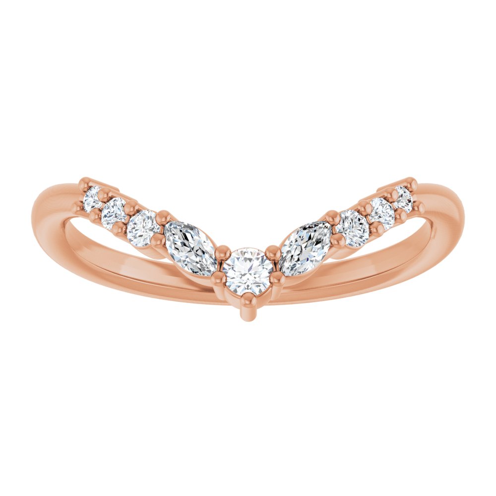 14K Rose Gold 1/5 CTW Natural Diamond Contour Band