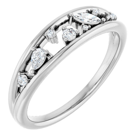 14K White Gold 1/6 CTW Natural Diamond Negative Space Ring