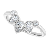 14K White Gold 3/8 CTW Natural Diamond Bezel-Set  Contour Band