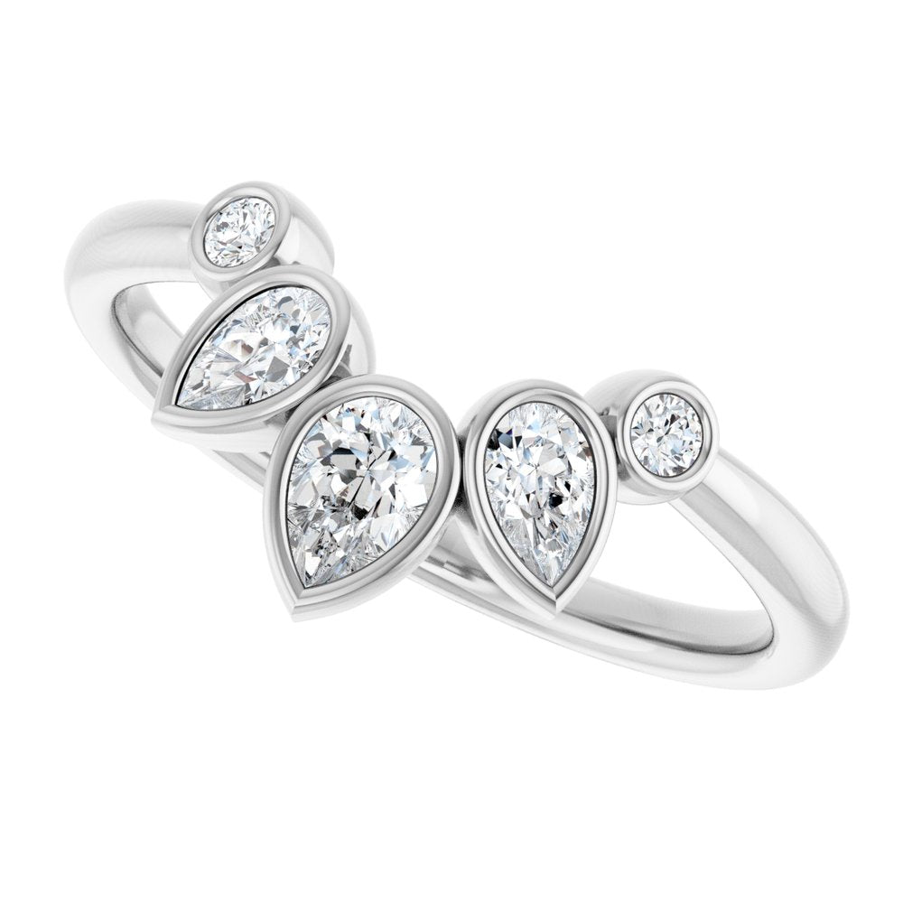 14K White Gold 3/8 CTW Natural Diamond Bezel-Set  Contour Band
