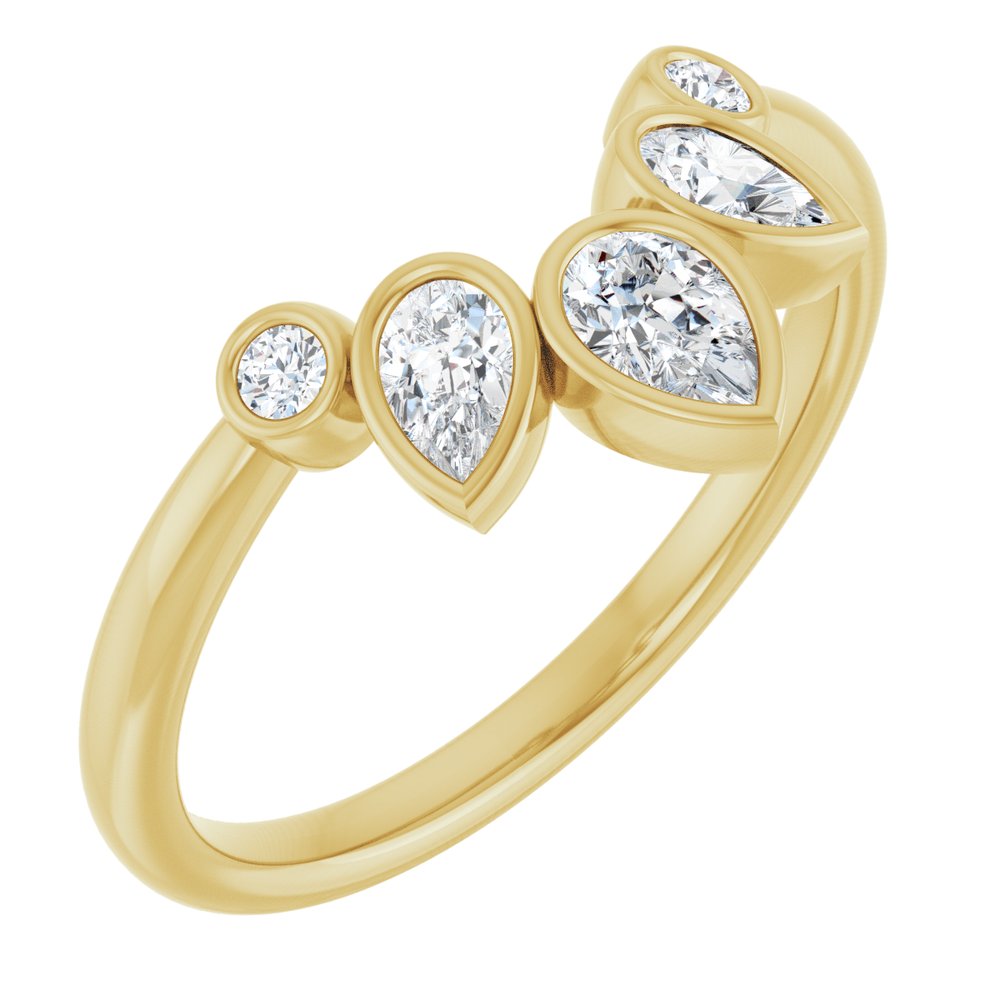14K Yellow Gold 3/8 CTW Lab-Grown Diamond Bezel-Set Contour Band