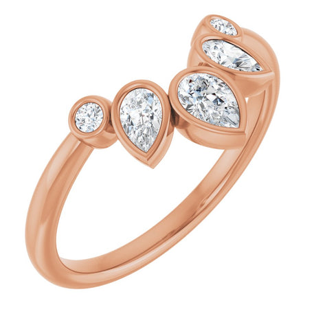 14K Rose 3/8 CTW Natural Diamond Bezel-Set  Contour Band