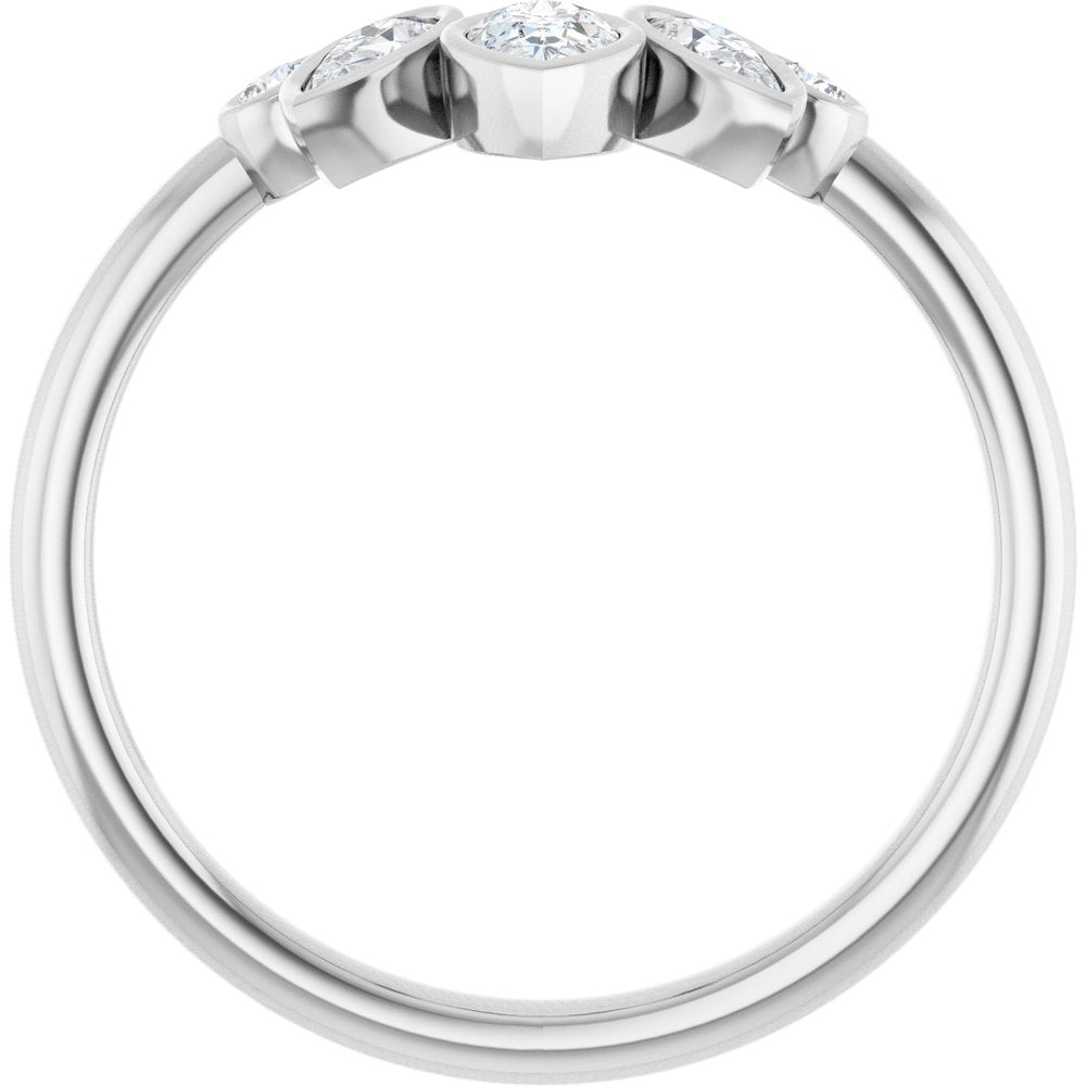 14K White Gold 3/8 CTW Natural Diamond Bezel-Set  Contour Band