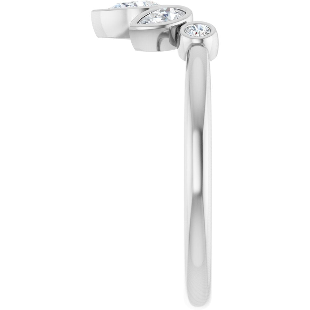 14K White Gold 3/8 CTW Natural Diamond Bezel-Set  Contour Band