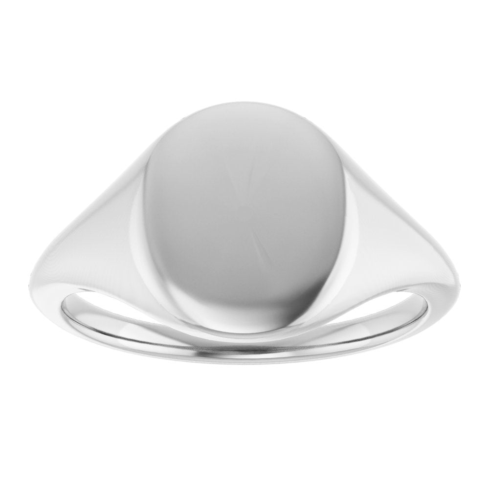 14K White Gold 11x9 mm Oval Signet Ring