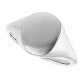 14K White 11x9 mm Oval Signet Ring