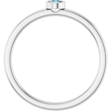 14K White 3 mm Natural Aquamarine Ring