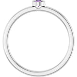 14K White Gold 3 mm Natural Amethyst Ring