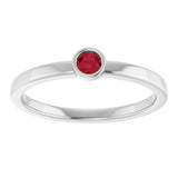 Rhodium-Plated Sterling Silver 3 mm Lab-Grown Ruby Ring