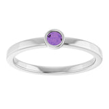 14K White 3 mm Natural Amethyst Ring