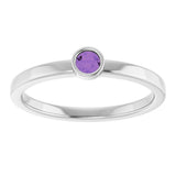 14K White Gold 3 mm Natural Amethyst Ring