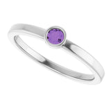 14K White Gold 3 mm Natural Amethyst Ring